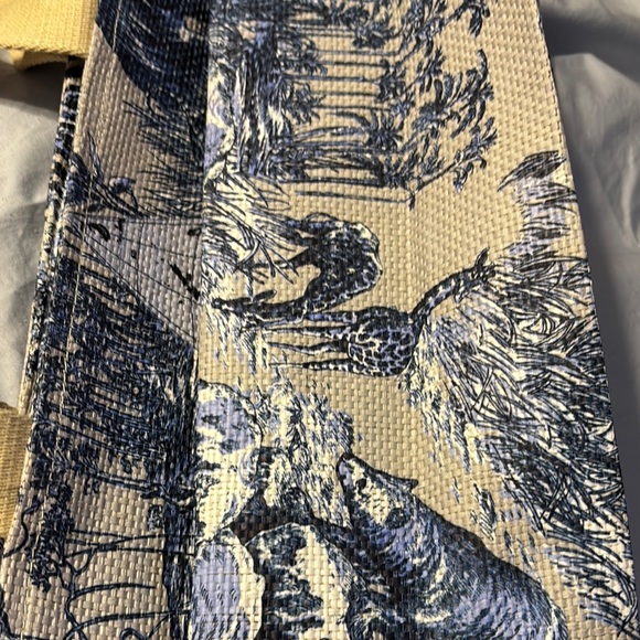 Christian Dior Blue and Beige Straw Tote Bag - Picture 4 of 9